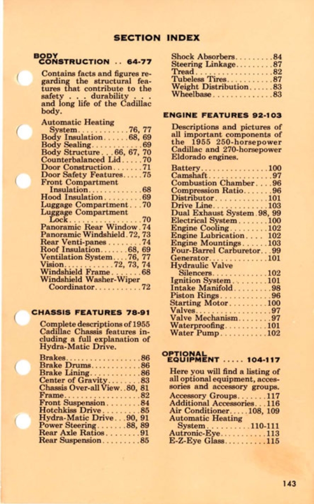 1955 Cadillac Salesmans Data Book Page 139